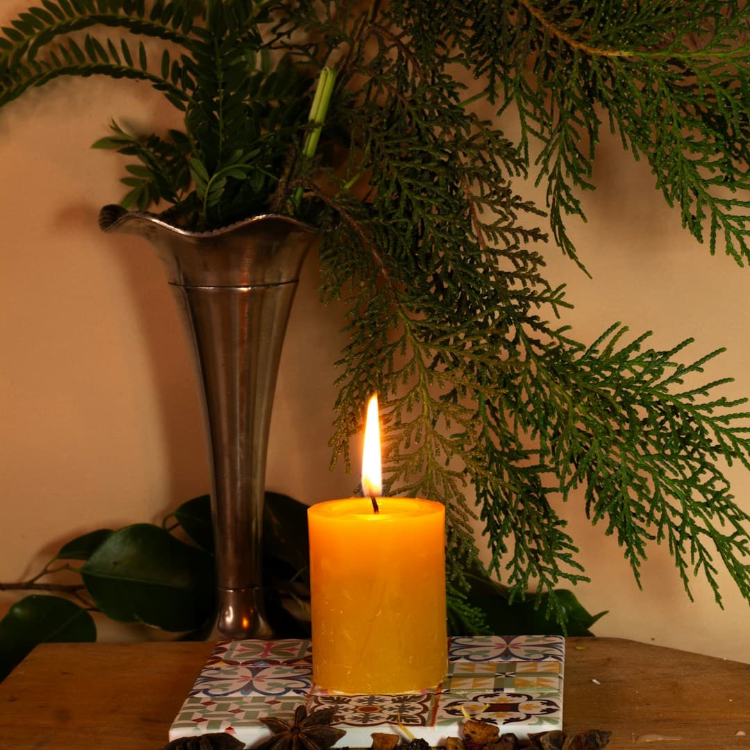 Styled product photo of a handmade candle
